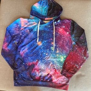 Celestial pattern hooded sweater, XL, like new, never worn.
